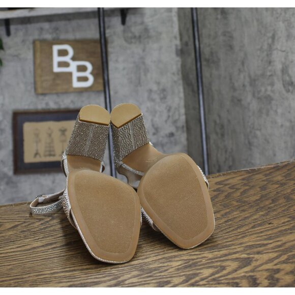 INC International Concepts Two-Piece Sandal Block Heel Silver Crystal Gray 9M - Picture 5 of 11